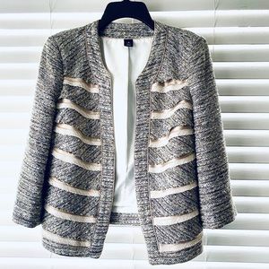White House Black Market Tweed Fringe Blazer